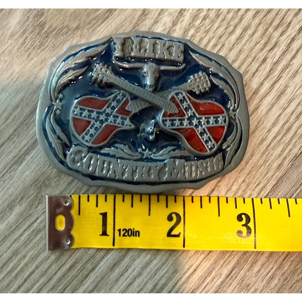 Vintage 1987 Siskiyou I Like Country Music Belt Buckle Guitars Longhorn